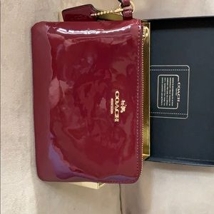 Coach Burgundy Patent Leather Wristlet